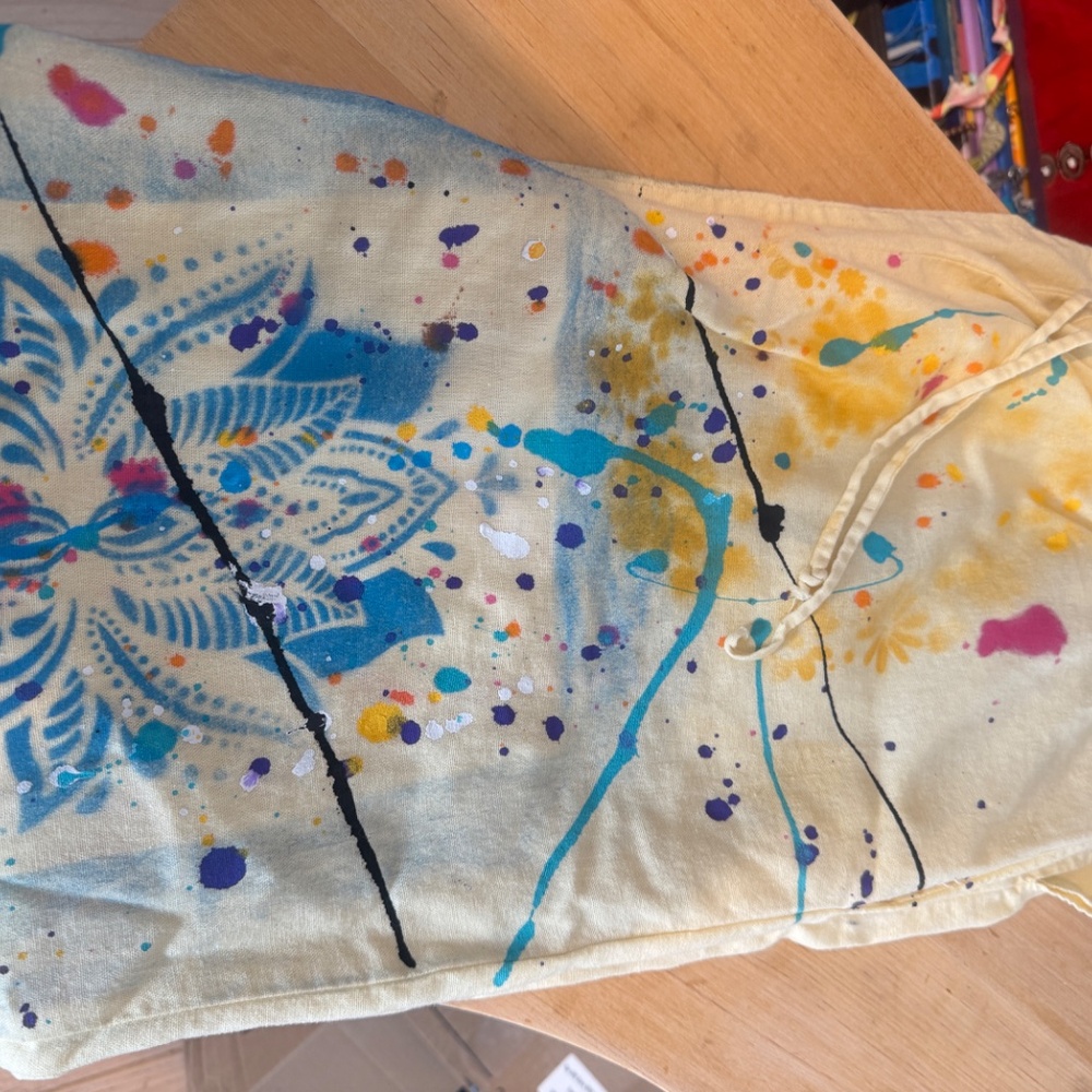 Flash sale! Hand-Painted upcycled Graffiti Linen Blend Streetwear Pants - Large - Picture 9 of 11
